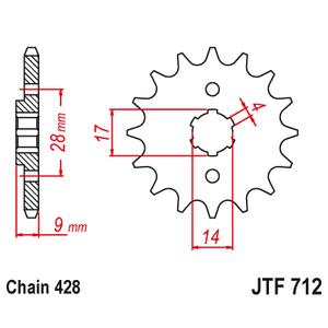 Reťazové koliečko JT JTF 712-13 13T, 428