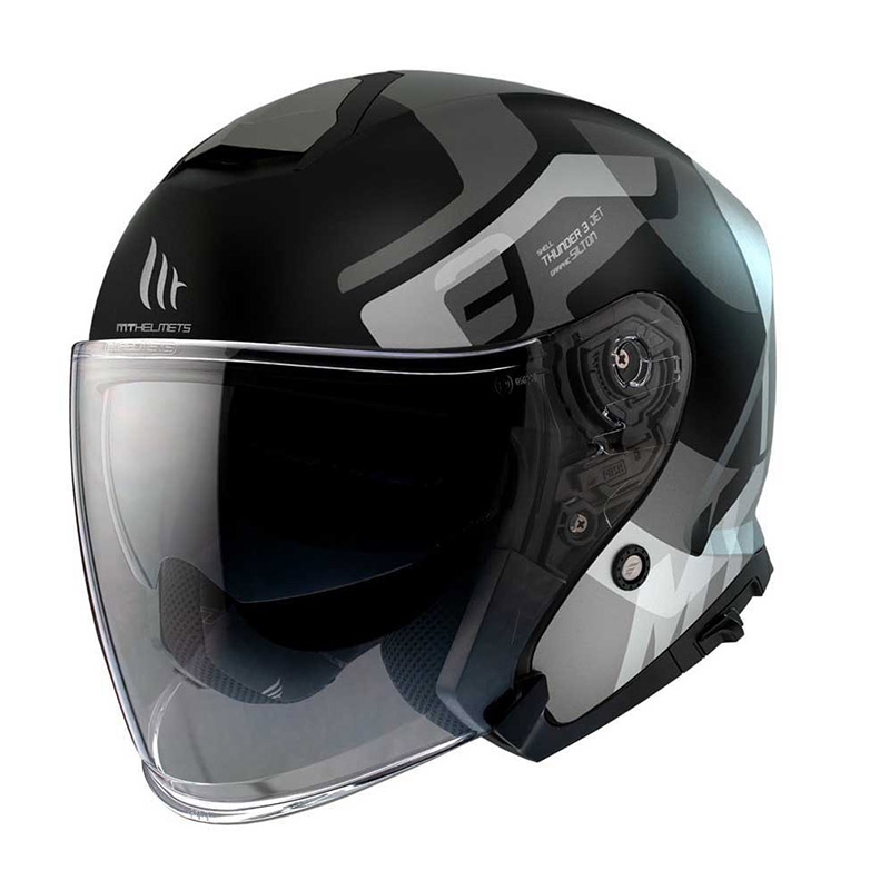 Otvorená prilba na motocykel MT Thunder 3 SV Jet Silton čierno-sivá výpredaj