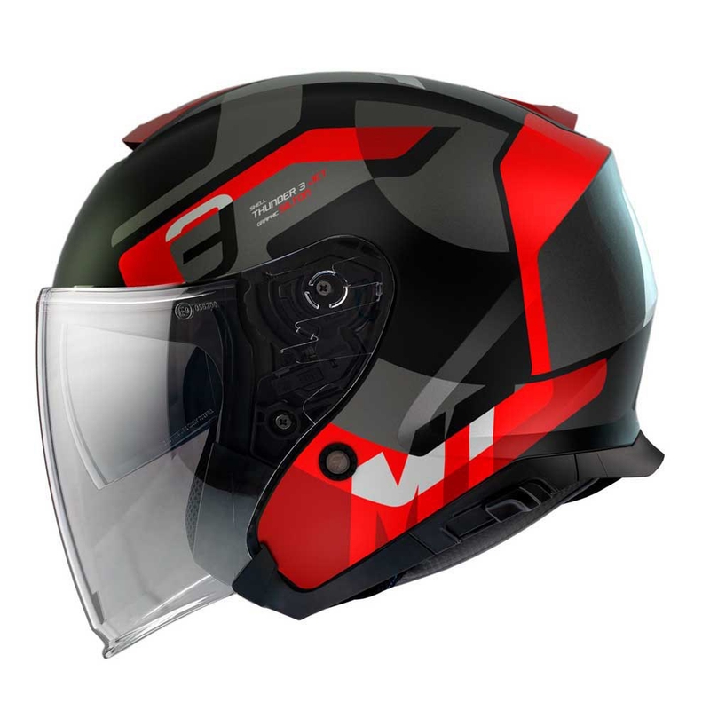 Otvorená prilba na motocykel MT Thunder 3 SV Jet Silton B5 čierno-sivo-červená výpredaj