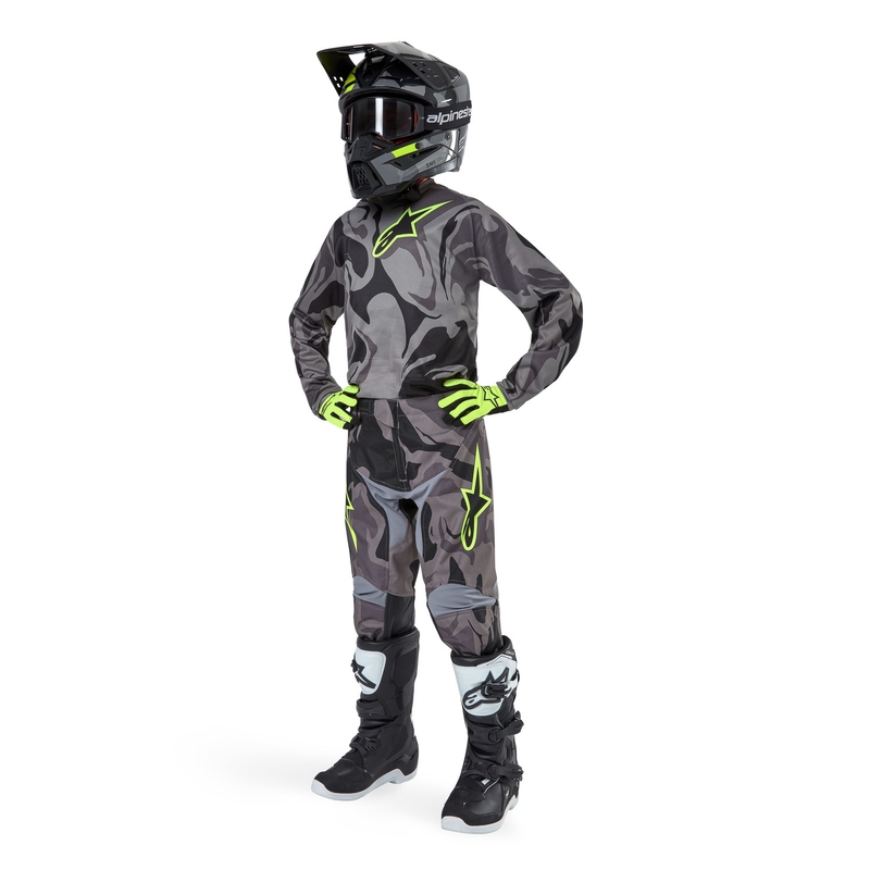 Detský motokrosový dres Alpinestars Racer Tactical 2024 black camo-fluo yellow-black