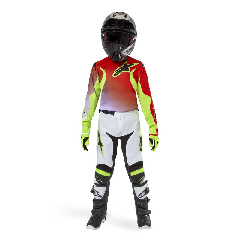 Detský motokrosový dres Alpinestars Racer Lucent 2024 bielo-čierno-fluo žltý