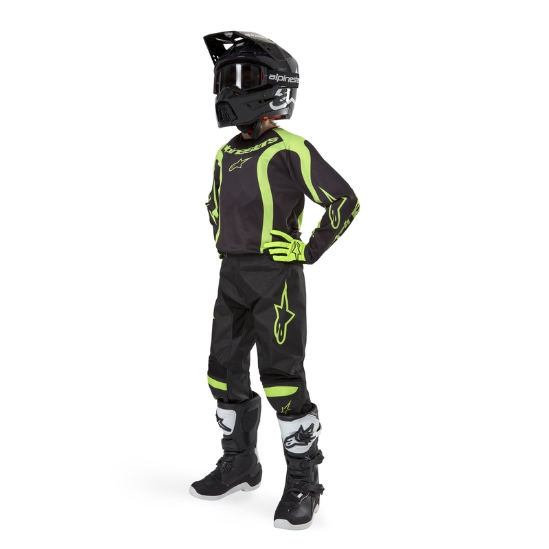 Detský motokrosový dres Alpinestars Racer Lurv čierno-fluo žltý