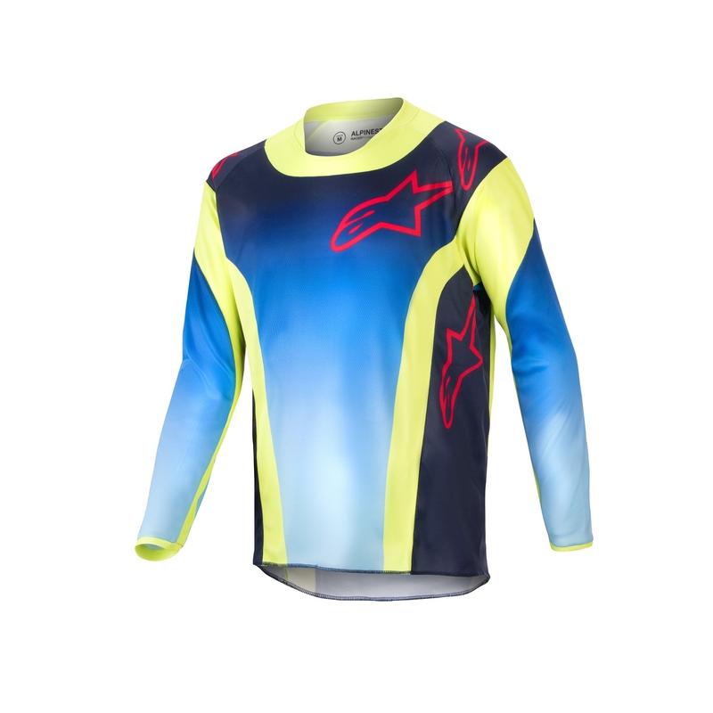 Detský motokrosový dres Alpinestars Racer Hoen 2024 fluo žlto-modro-červený