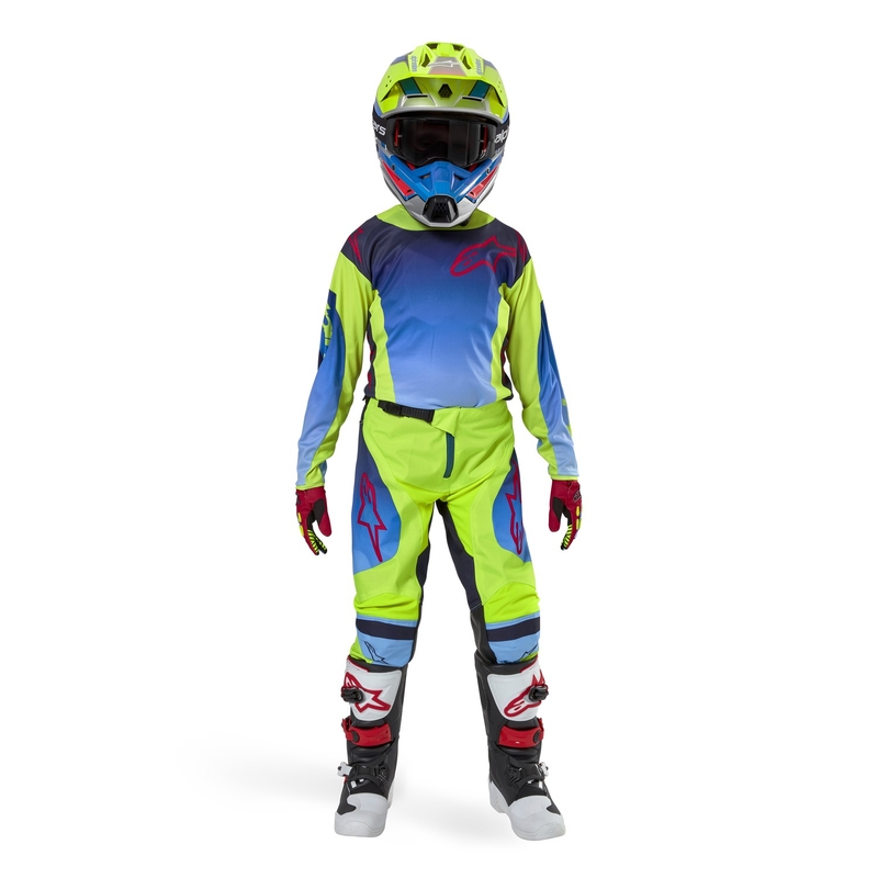 Detský motokrosový dres Alpinestars Racer Hoen 2024 fluo žlto-modro-červený
