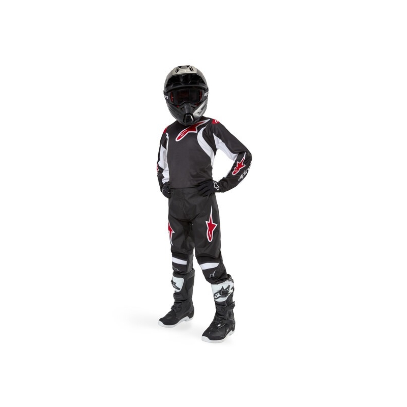 Detské motokrosové nohavice Alpinestars Racer Lucent čierno-bielo-červené