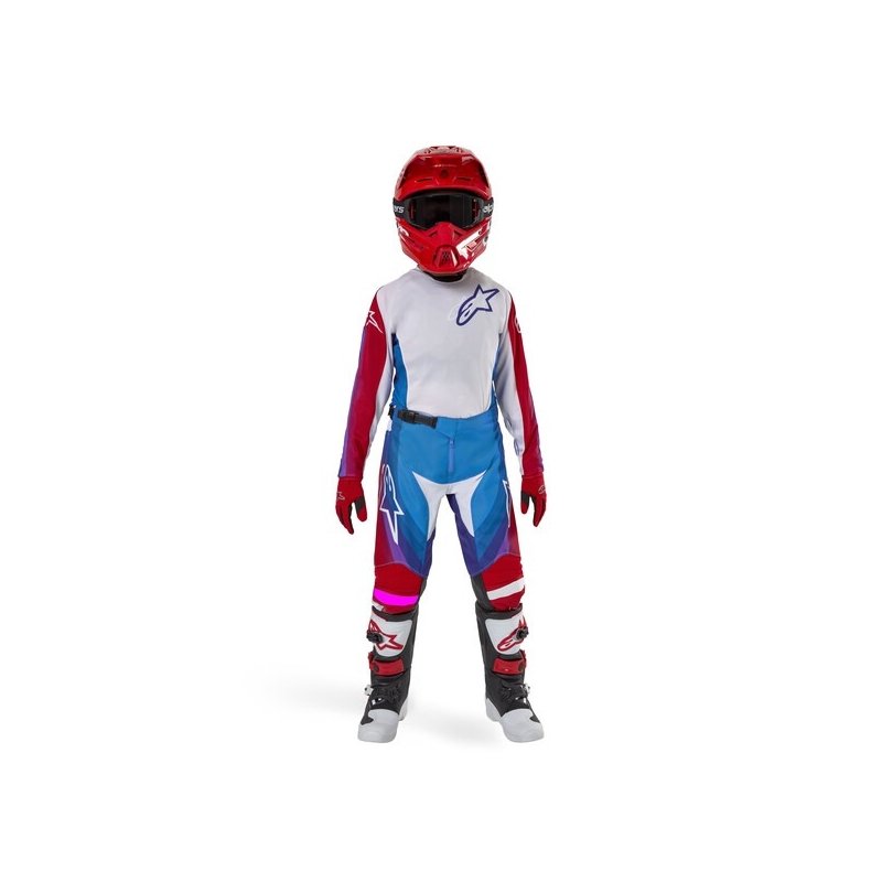 Detské motokrosové nohavice Alpinestars Racer Pneuma 2024 bielo-modro-červené