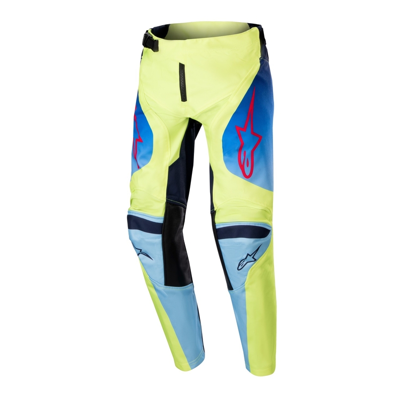 Detské motokrosové nohavice Alpinestars Racer Hoen fluo žlto-modro-červené