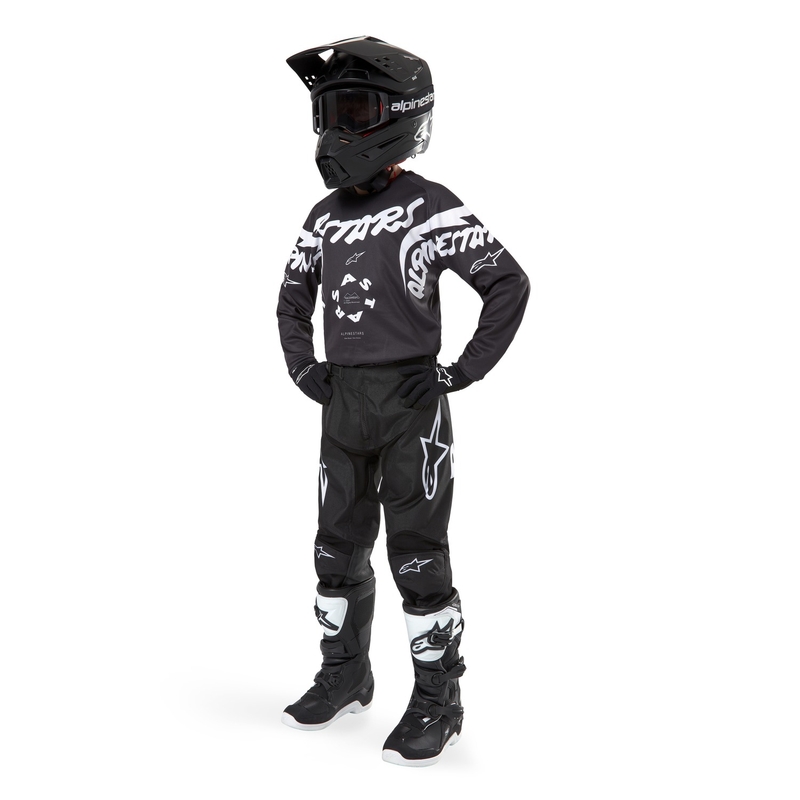 Detské motokrosové nohavice Alpinestars Racer Hana 2024 čierno-biele