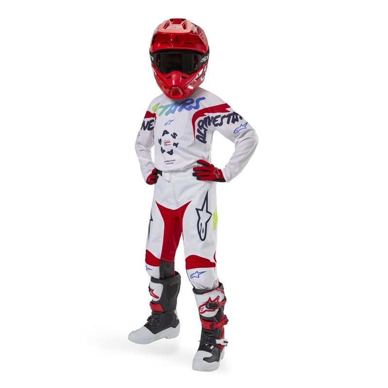 Detské motokrosové nohavice Alpinestars Racer Hana 2024 bielo-farebné