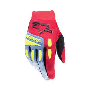 Detské motokrosové rukavice Alpinestars Full Bore 2024 svetlo modro-červeno-fluo žlto-čierne