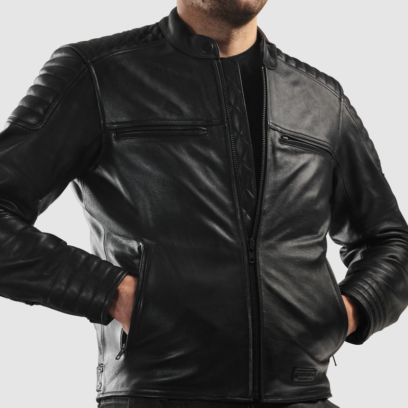 Kožená bunda na motorku Rebelhorn Hunter II čierna