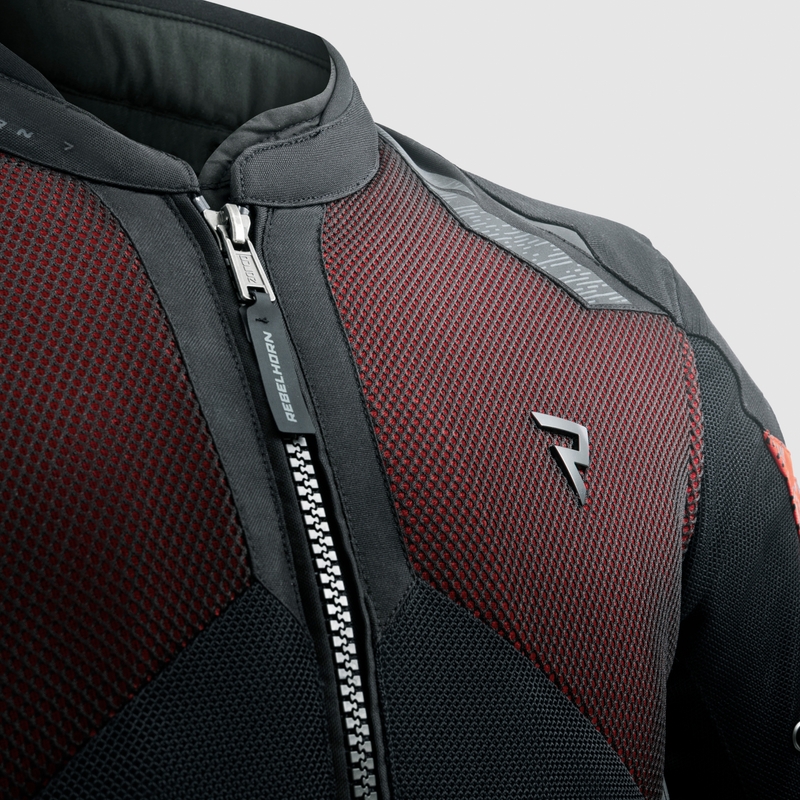 Bunda na motocykel Rebelhorn Jax čierno-červená