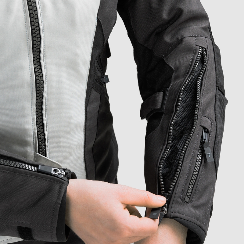 Dámska bunda na motocykel Rebelhorn Hiker IV čierno-šedo-fluorescenčno žltá