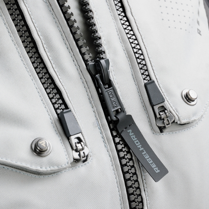 Dámska bunda na motocykel Rebelhorn Hiker IV čierno-šedo-fluorescenčno žltá