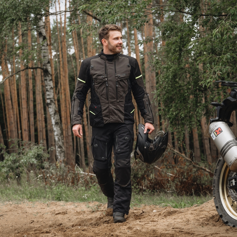 Motocyklová bunda Rebelhorn Range antracitovo-čierno-fluo žltá