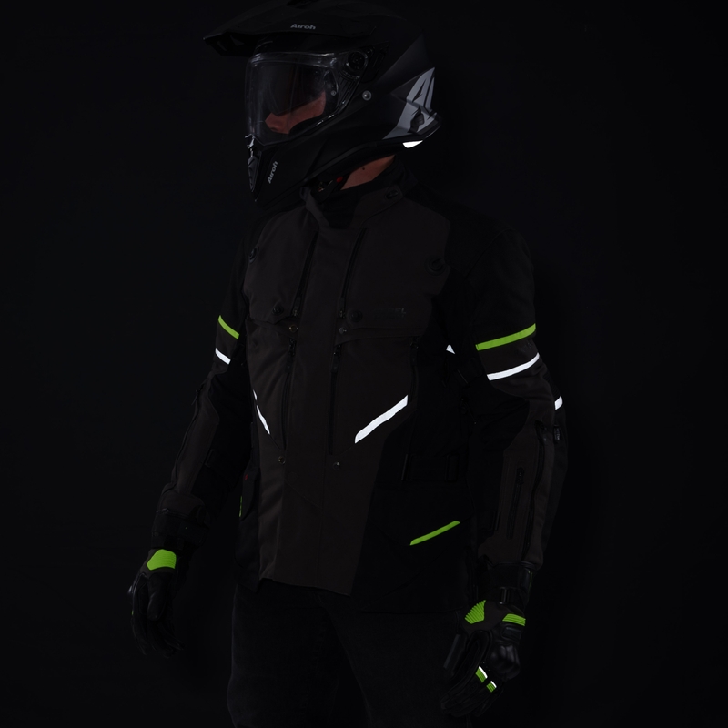Motocyklová bunda Rebelhorn Range antracitovo-čierno-fluo žltá