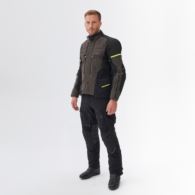 Motocyklová bunda Rebelhorn Range antracitovo-čierno-fluo žltá