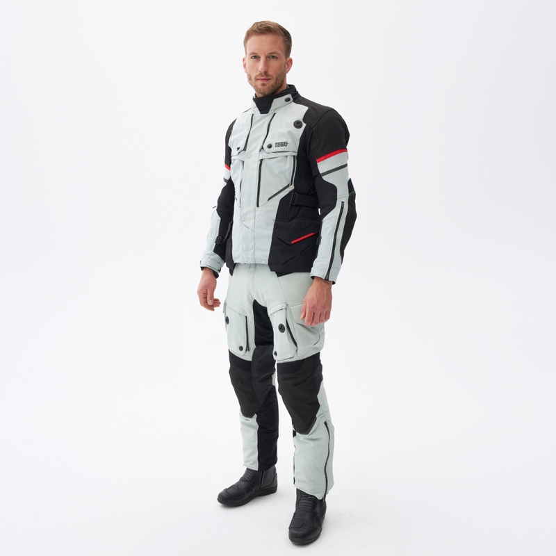 Nohavice na motocykel Rebelhorn Range šedo-čierno-červené