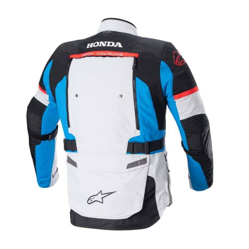 Bunda na motorku Alpinestars Bogota PRO Drystar Honda svetlo šedo-fluo červeno-modro-čierna