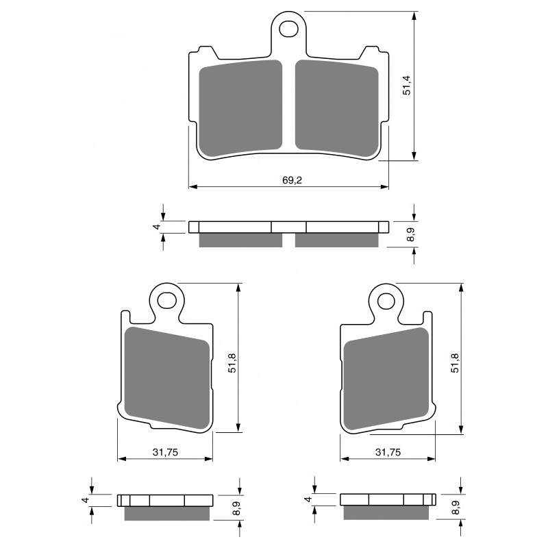 Brzdové obloženie GOLDFREN S33 STREET FRONT (1 set = 2pcs small/large)