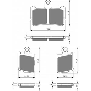 Brzdové obloženie GOLDFREN 298 GP6 (1 set = 2pcs small/large)