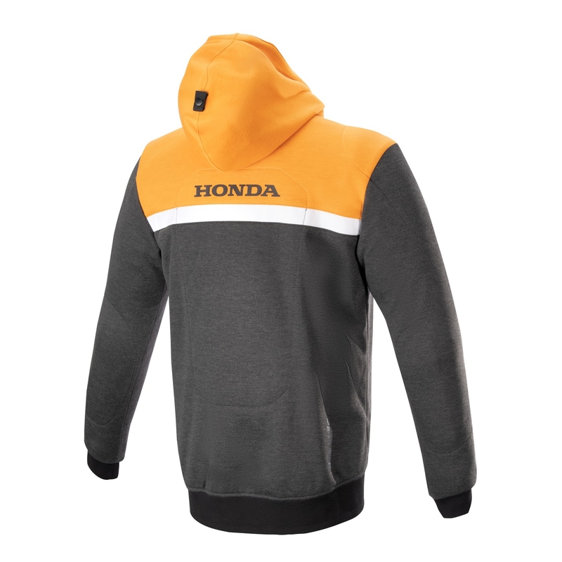 Mikina na motorku Alpinestars Chrome Street Hoodie Honda čierno-šedo-oranžová
