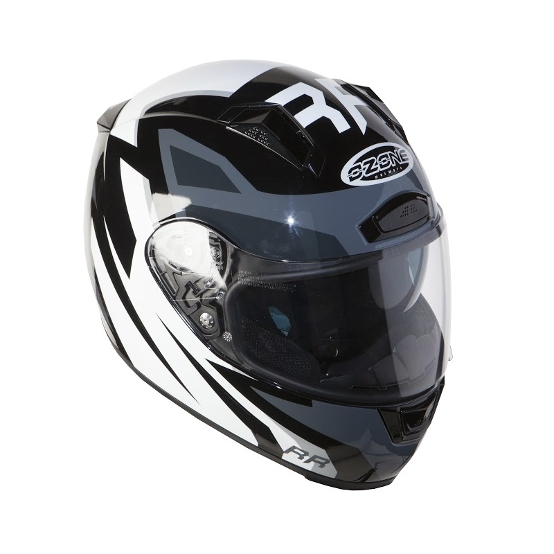 Prilba na motocykel Ozone RC01 čierno-šedo-biela vypredaj výpredaj