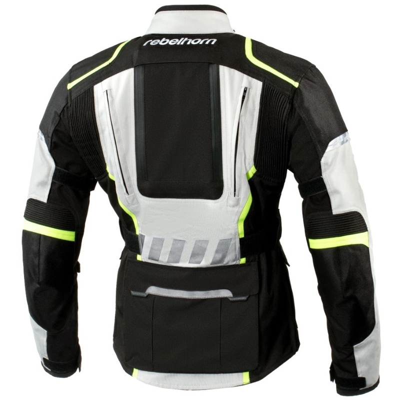 Dámska moto bunda Rebelhorn Hiker II čierno-šedo-fluorescenčno-žltá výpredaj