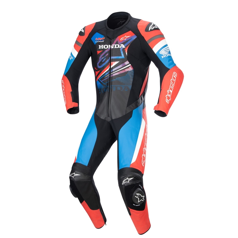 Kombinéza na motorku Alpinestars GP Force Honda čierno-červeno fluo-biela