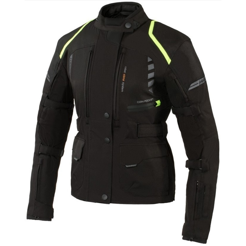 Dámska moto bunda Rebelhorn Hiker II čierno-fluorescenčno-žltá výpredaj