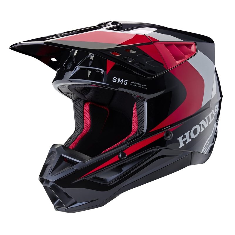 Motokrosová helma Alpinestars S-M5 Honda kolekcia čierno-červeno-šedá