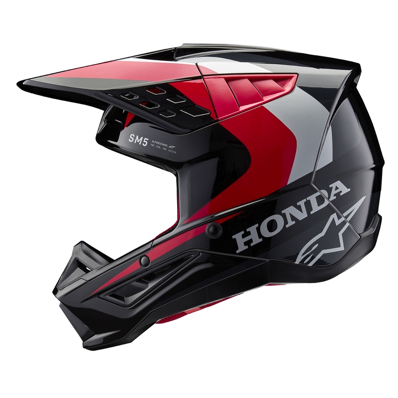 Motokrosová helma Alpinestars S-M5 Honda kolekcia čierno-červeno-šedá