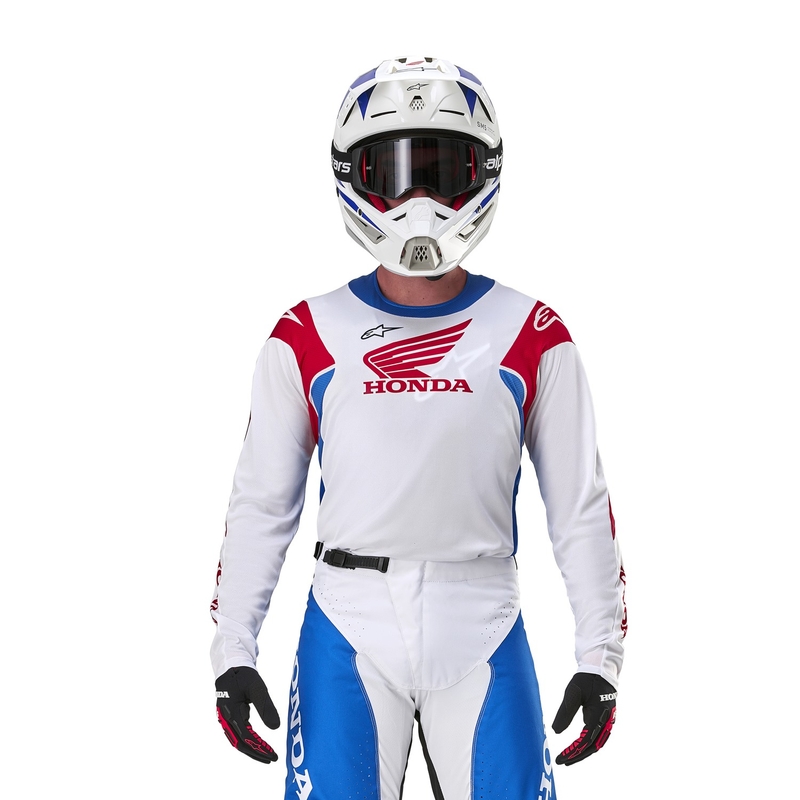 Motokrosový dres Alpinestars Racer Iconic Honda kolekcia bielo-modro-červeno-čierny