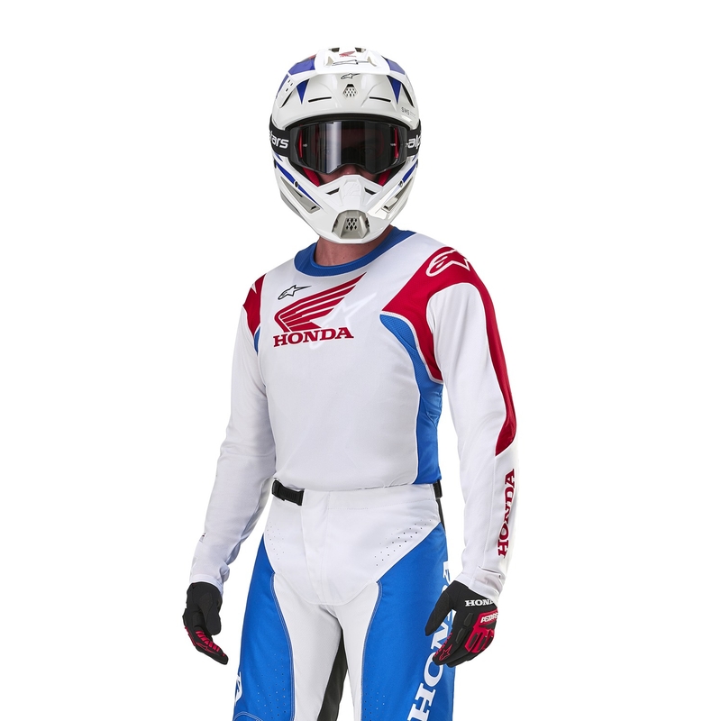 Motokrosový dres Alpinestars Racer Iconic Honda kolekcia bielo-modro-červeno-čierny