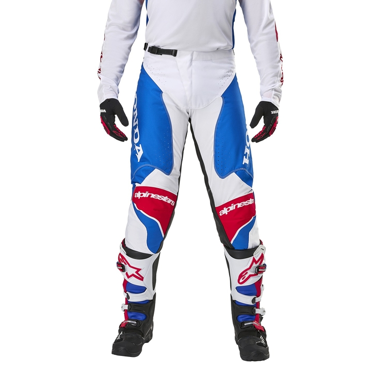 Motokrosové nohavice Alpinestars Racer Iconic Honda kolekcia bielo-modro-červeno-čierne