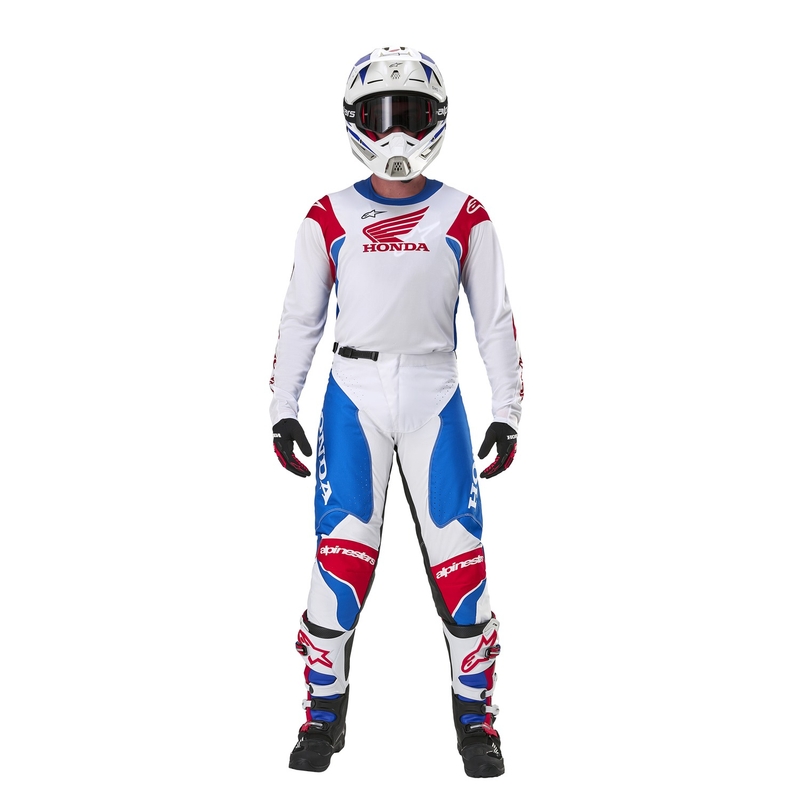 Motokrosové nohavice Alpinestars Racer Iconic Honda kolekcia bielo-modro-červeno-čierne