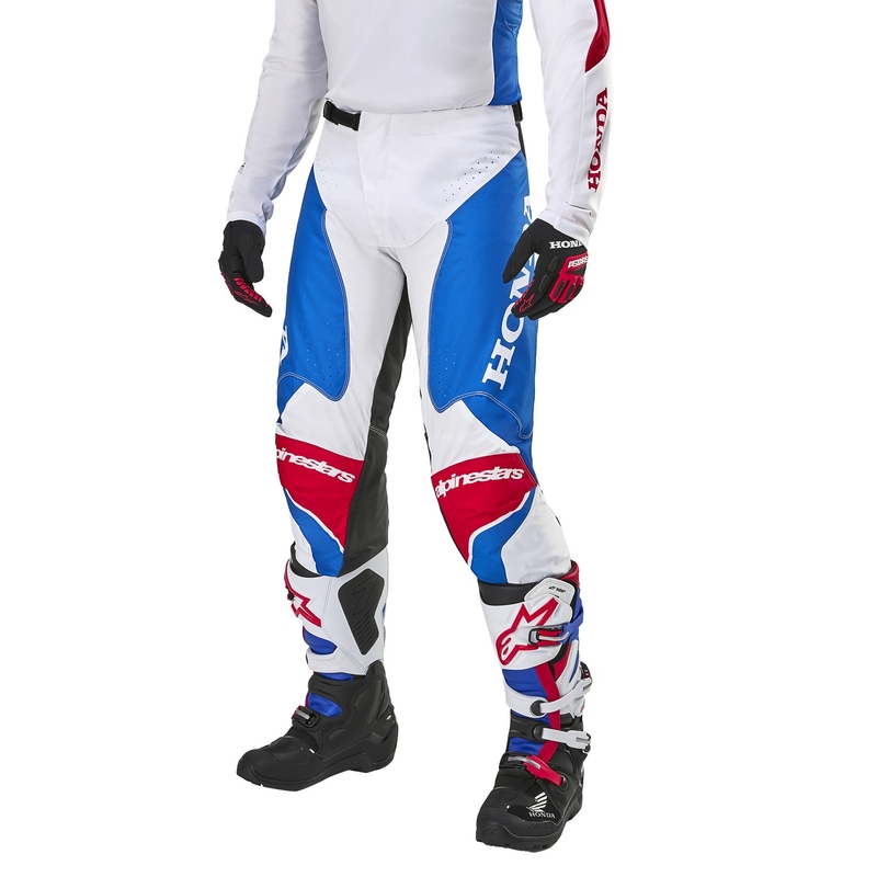 Motokrosové nohavice Alpinestars Racer Iconic Honda kolekcia bielo-modro-červeno-čierne