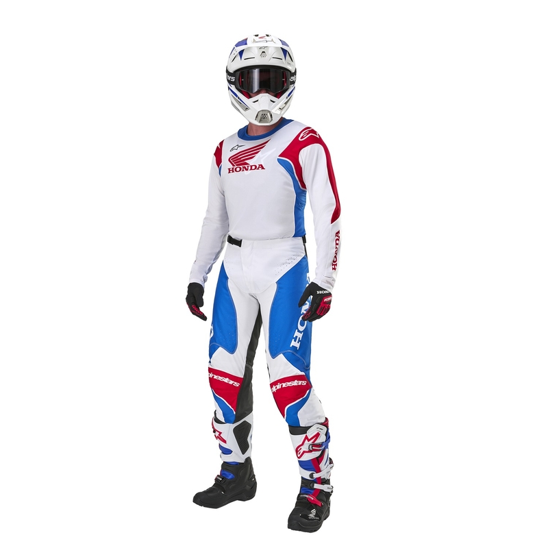 Motokrosové nohavice Alpinestars Racer Iconic Honda kolekcia bielo-modro-červeno-čierne