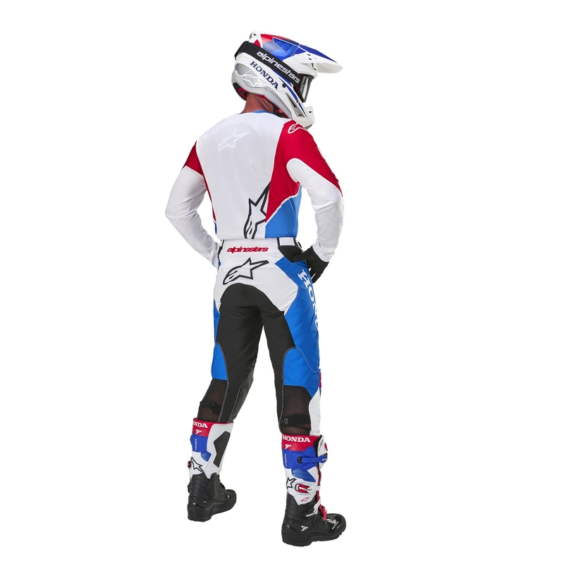 Motokrosové nohavice Alpinestars Racer Iconic Honda kolekcia bielo-modro-červeno-čierne