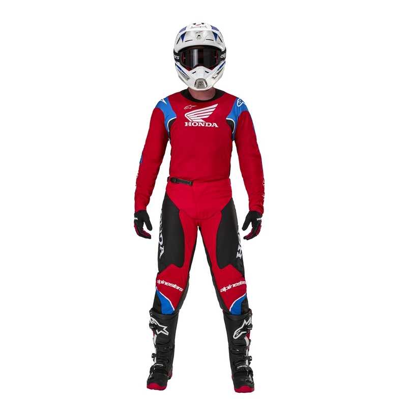 Motokrosové nohavice Alpinestars Racer Iconic Honda kolekcia červeno-čierno-modro-biele