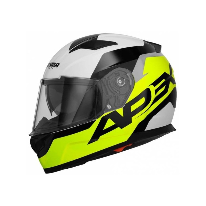 Prilba na motocykel Cassida Apex Contrast čierno-bielo-šedo-fluorescenčno žltá výpredaj