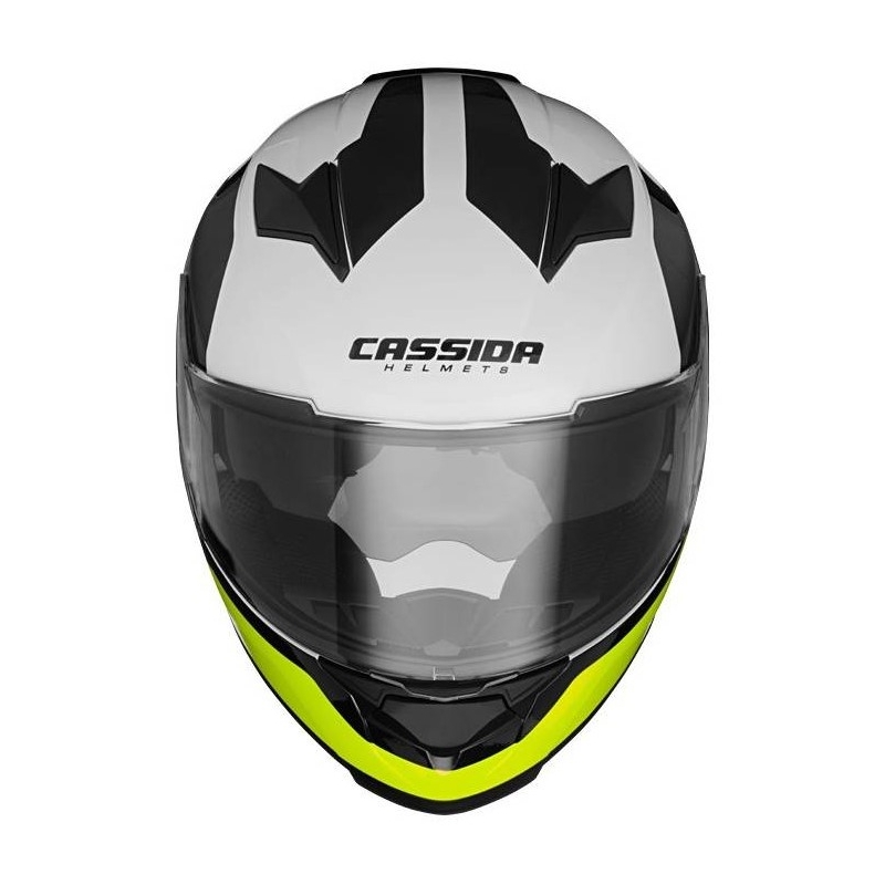 Prilba na motocykel Cassida Apex Contrast čierno-bielo-šedo-fluorescenčno žltá výpredaj
