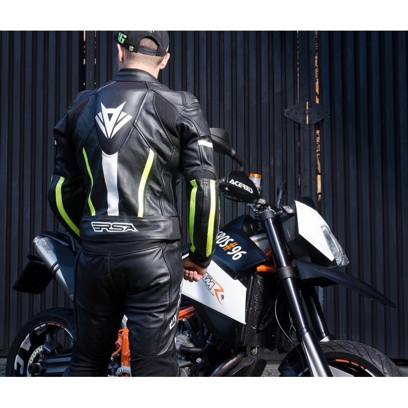 Pánska bunda na motocykel RSA Virus čierno-bielo-fluorescenčno-žltá vypredaj výpredaj