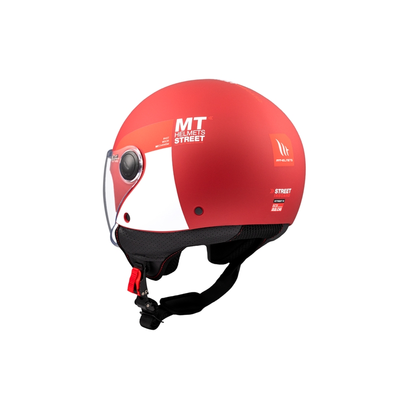 Otvorená prilba na motorku MT STREET INBOARD C5 matná červeno-biela