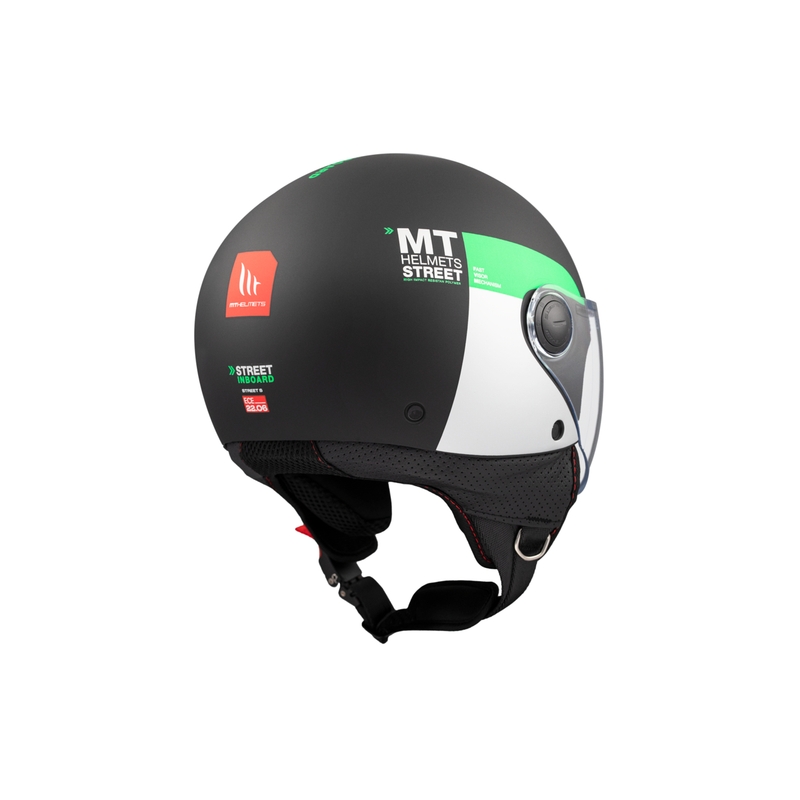 Otvorená prilba na motorku MT STREET INBOARD D6 matná čierno-zelená