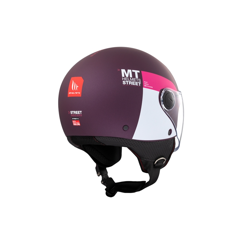 Otvorená prilba na motorku MT STREET INBOARD C8 matná fialovo-ružová