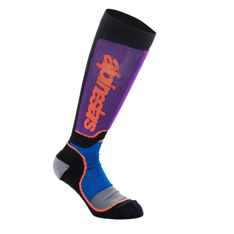 Ponožky Alpinestars MX Plus čierno-oranžovo-fialovo-modro-šedé