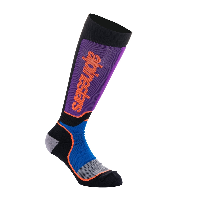 Detské ponožky Alpinestars MX Plus čierno-oranžovo-fialovo-modro-šedé