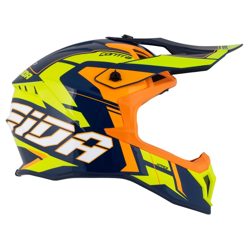 Motokrosová prilba Cassida Cross Pro 2 Contra fluo žlto-oranžovo-modrá