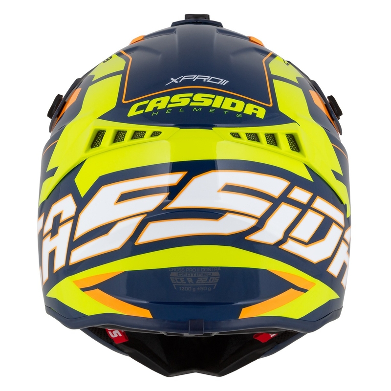 Motokrosová prilba Cassida Cross Pro 2 Contra fluo žlto-oranžovo-modrá